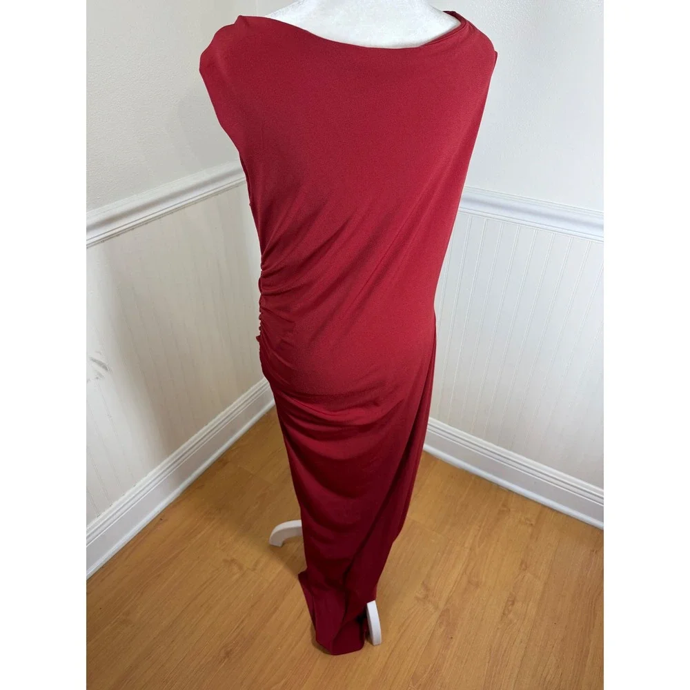 Abercrombie & Fitch Maxi Dress Women S Burgundy Red One Shoulder Ruched Gown